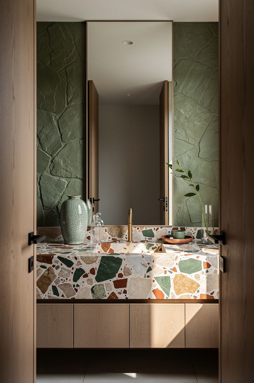 Added Stone Depth Around The Mirror