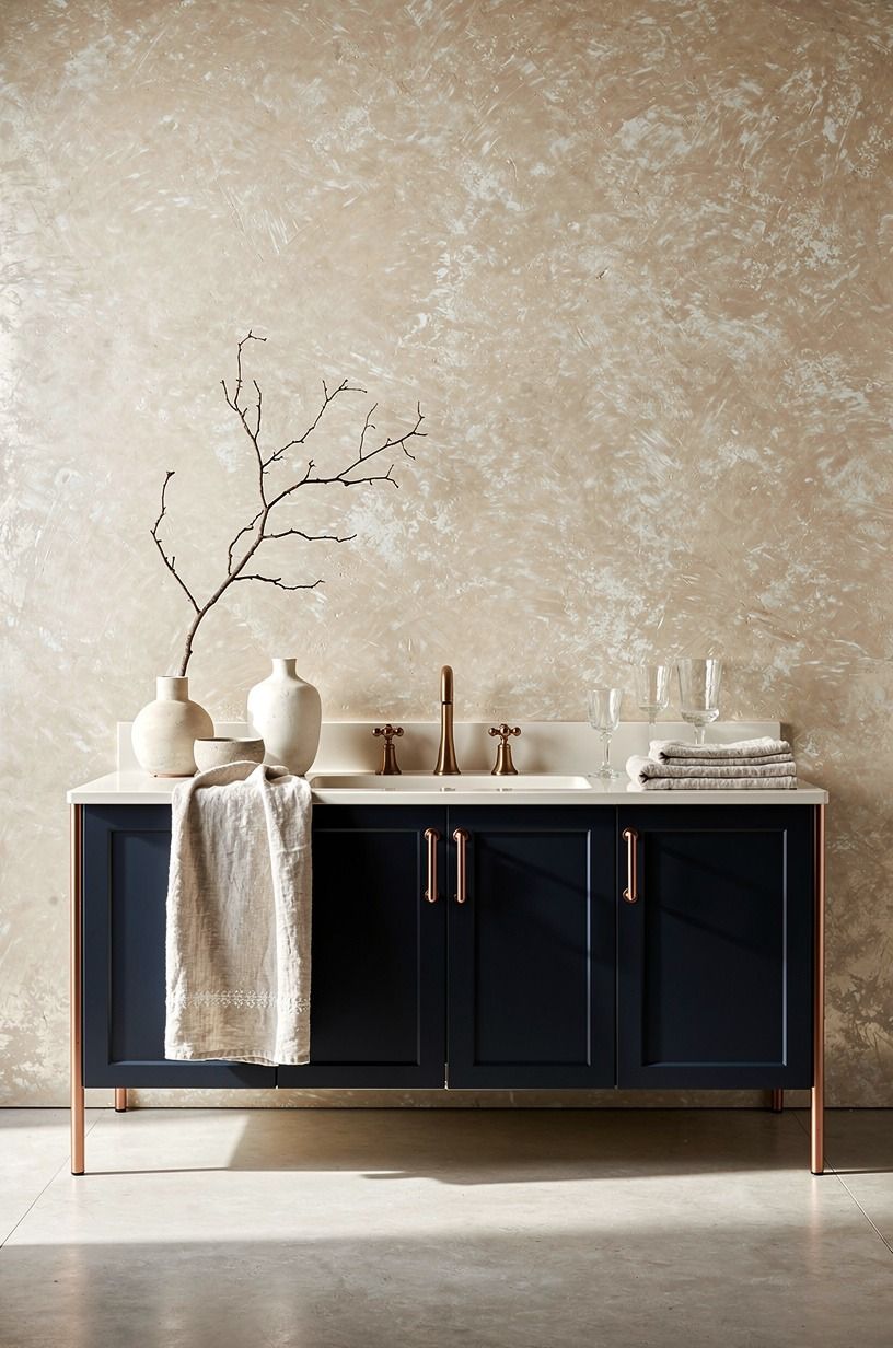 Layered Pearl Tones Above The Sink