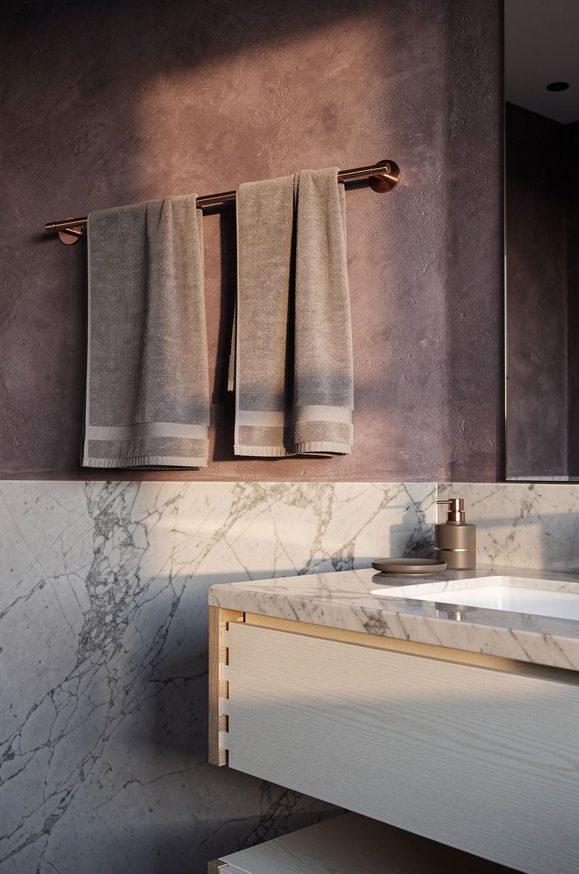 Carried Plaster Behind Open Towels