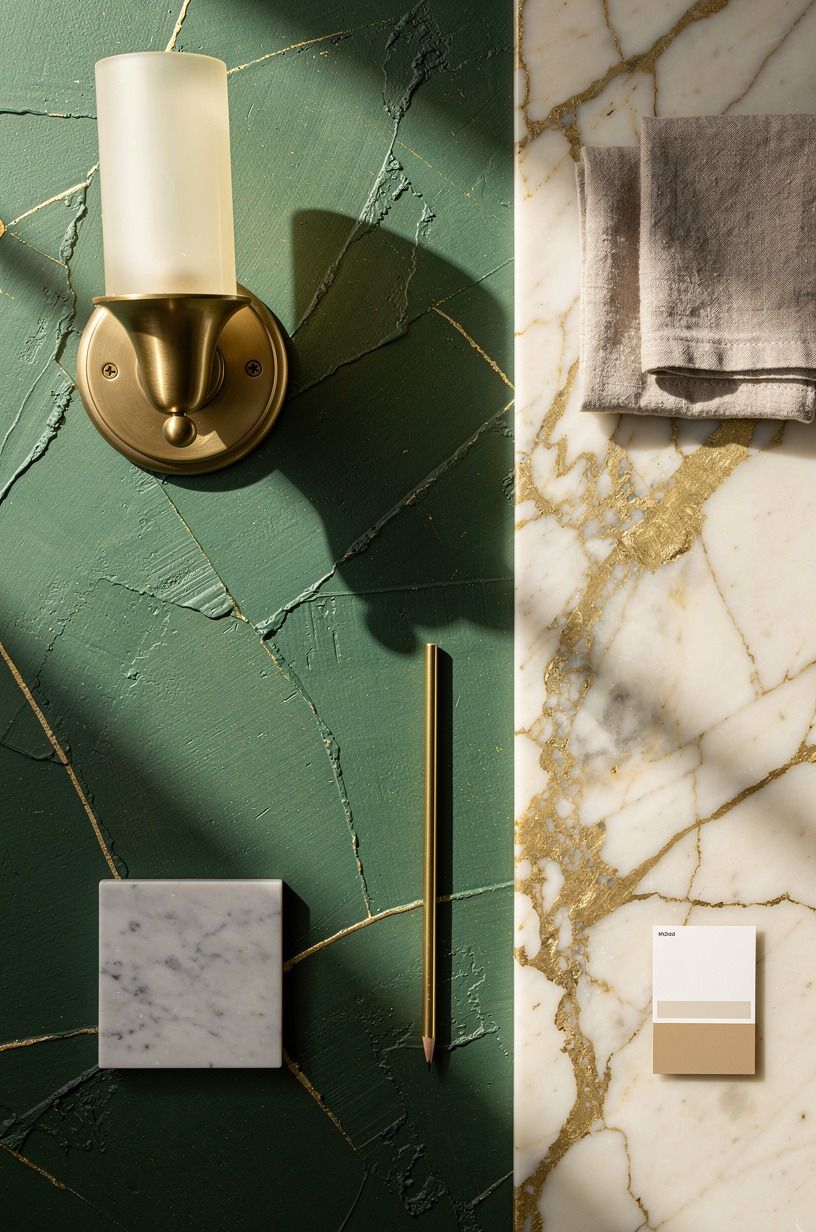 Glazed Subtle Veins Near The Sconces