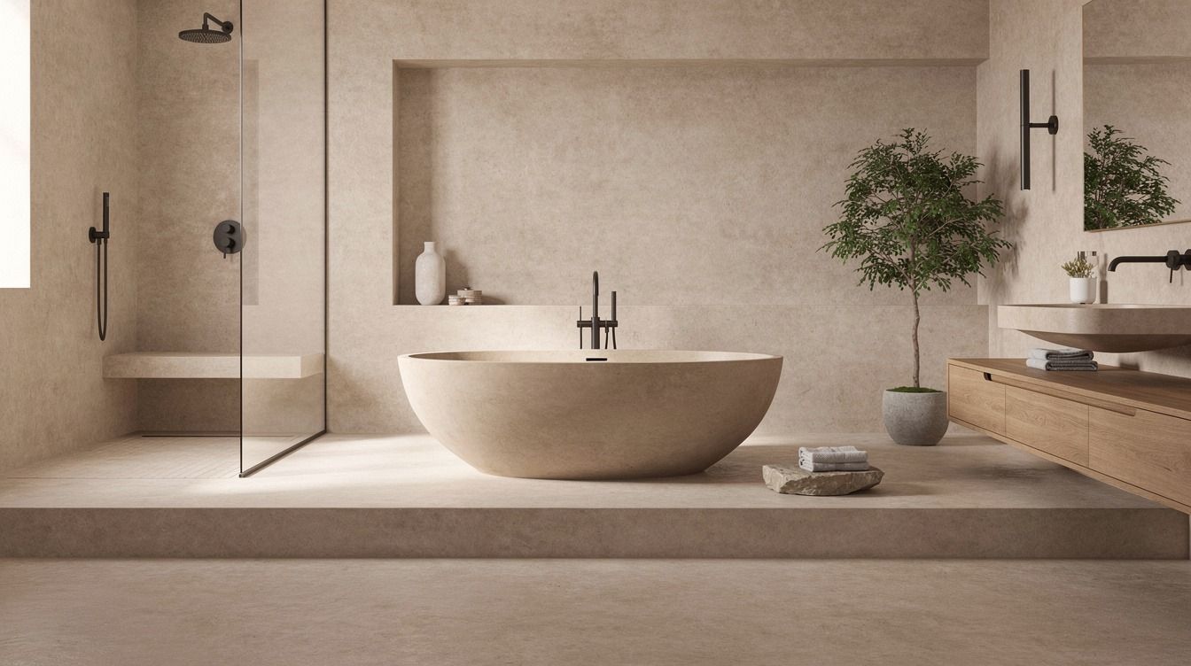 I Chose Microcement For My Organic Modern Bathroom, It Finally Felt Calm