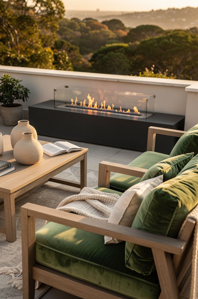 Add a gas fireplace outdoor patio burner for backup