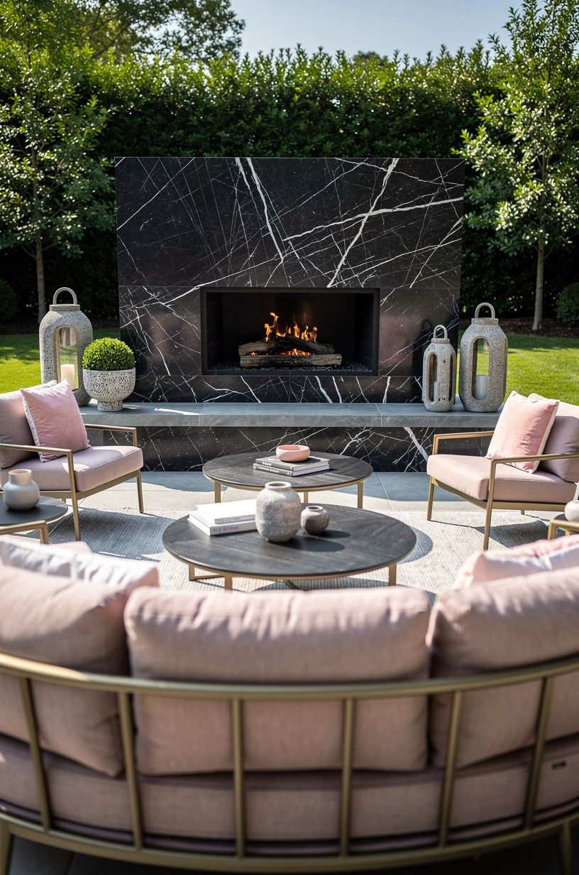 Anchor your backyard outdoor fireplace with a real seating circle