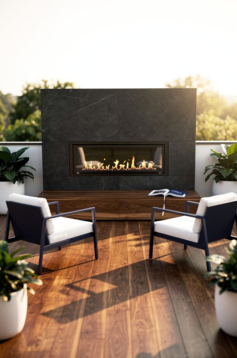 Can a small deck hold a fireplace without feeling crowded?