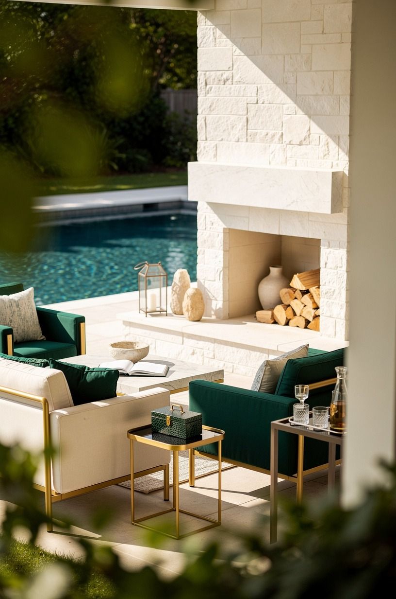 Can a white stone outdoor fireplace stay warm-looking?