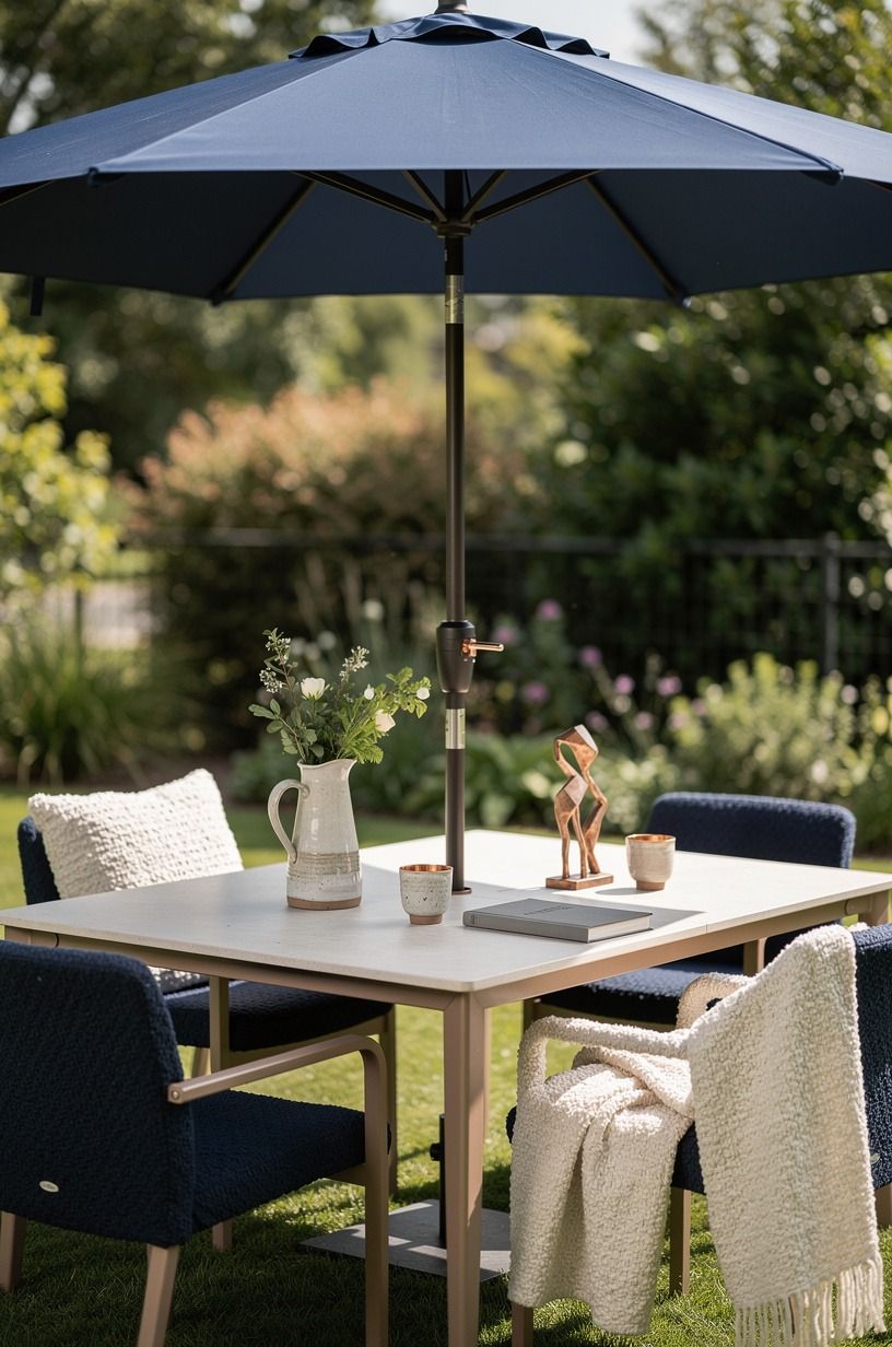 Cover the Table With an Umbrella That Reaches Past the Edge