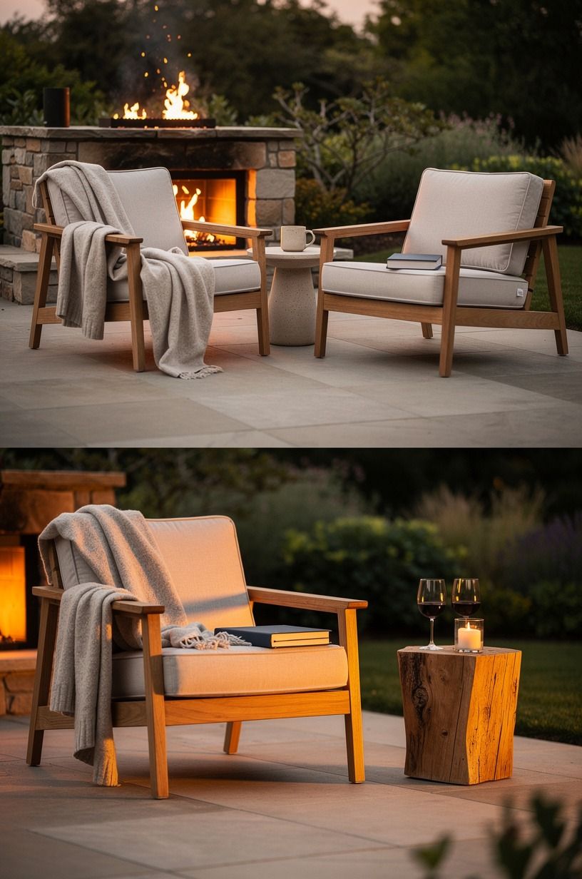 Float two teak loungers instead of buying a matching patio set