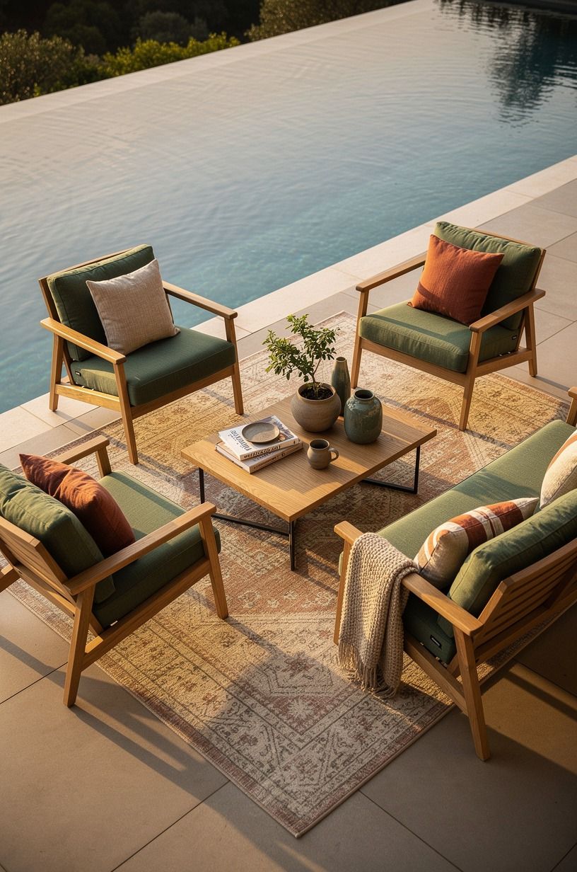 Layer a 9-by-12 rug beneath the conversation zone