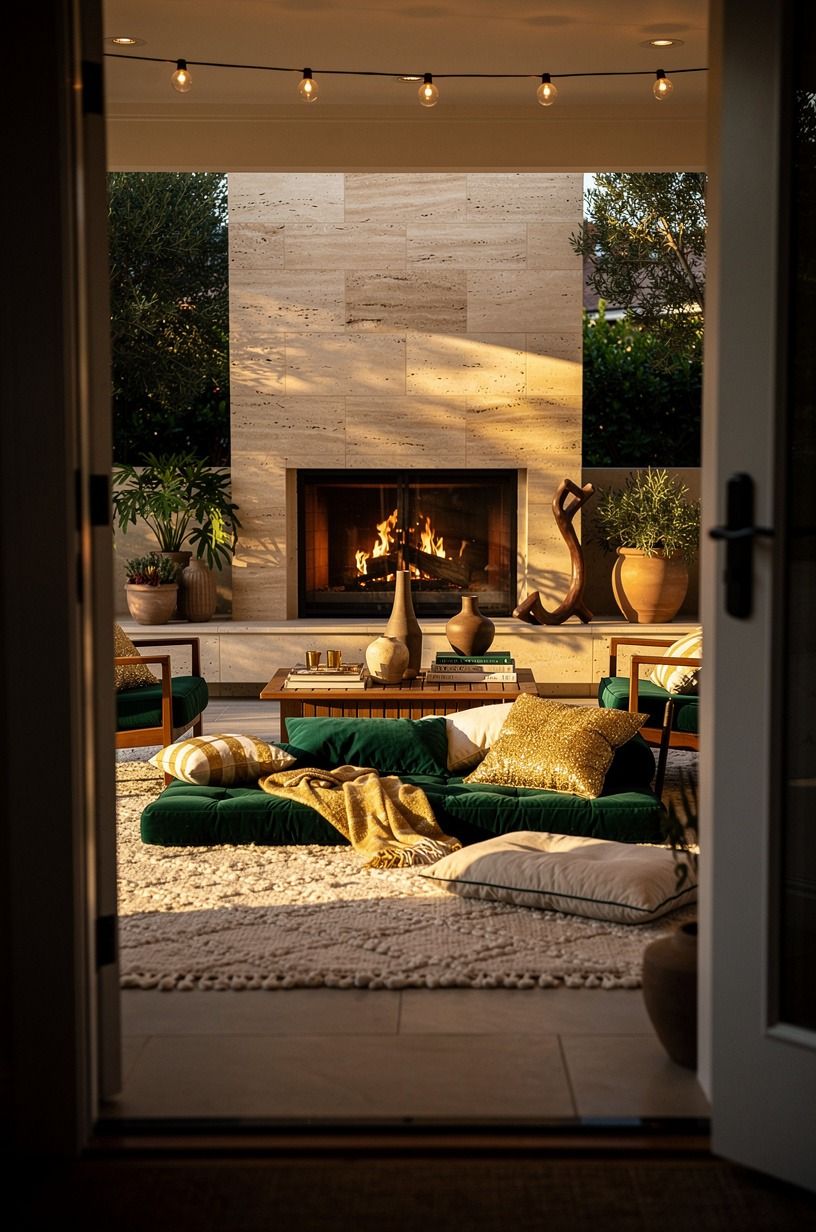 Layer a fall-ready textile zone without blocking the heat