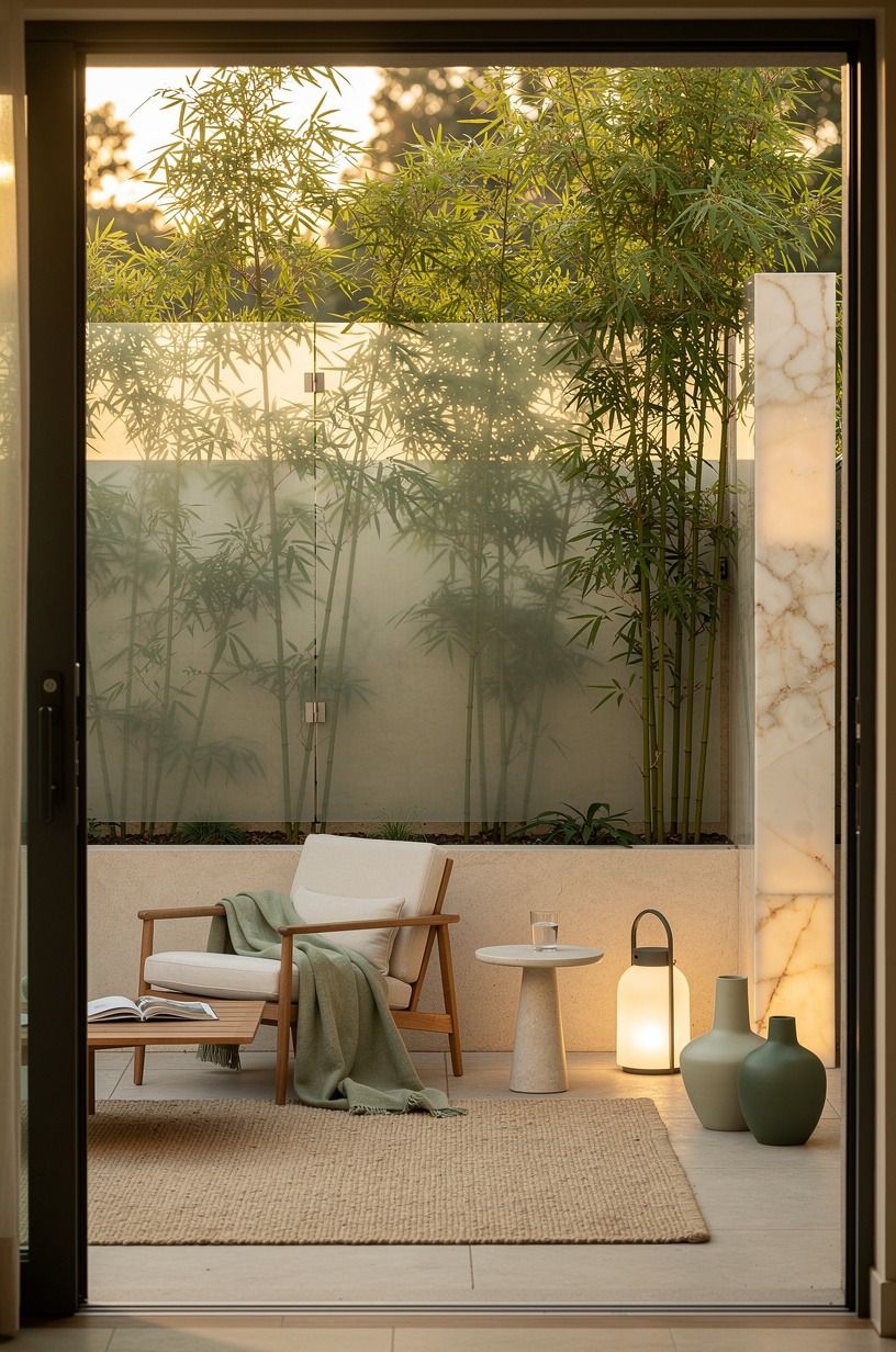 Layer Living Bamboo Behind the Screen
