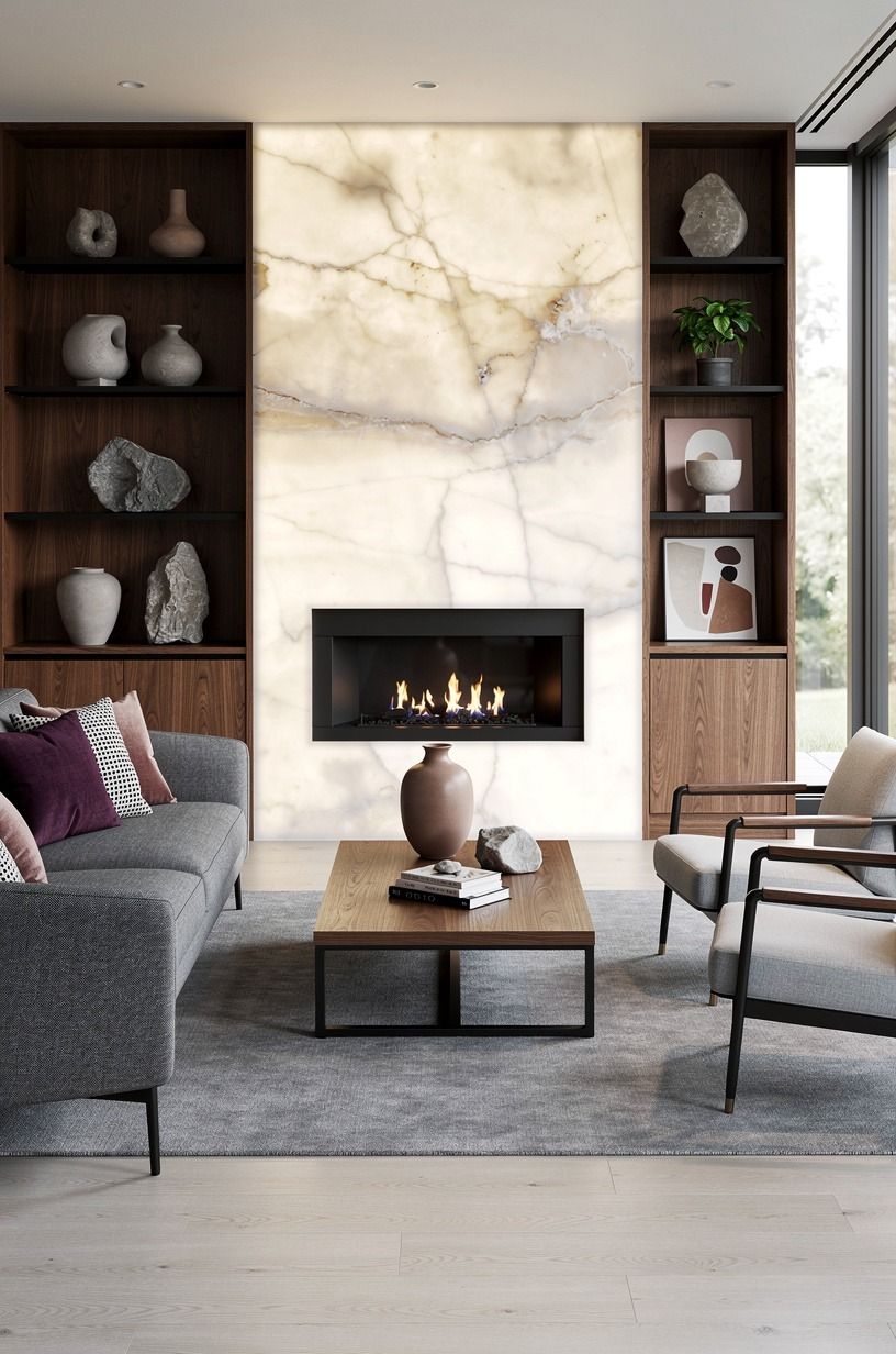 Let teak and black metal carry the contrast