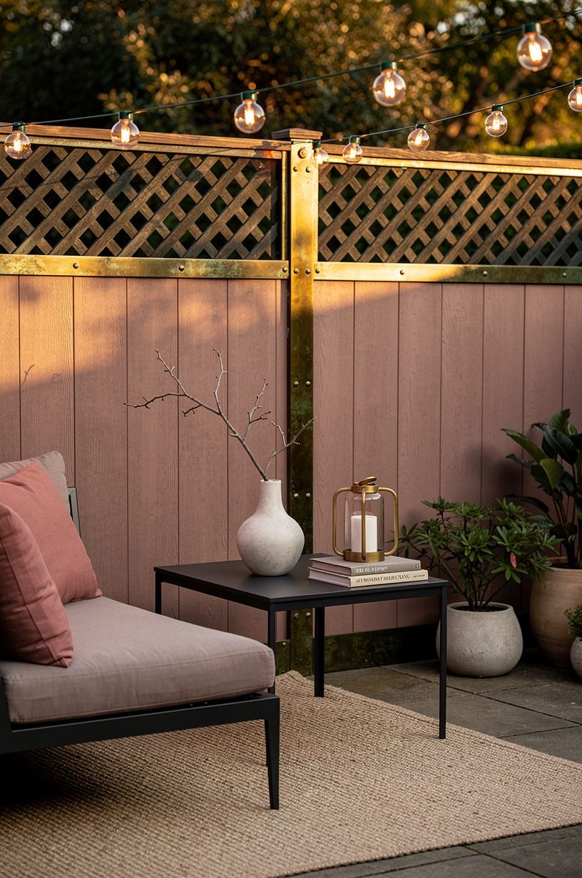 Paint a wood fence with lattice top in one moody tone
