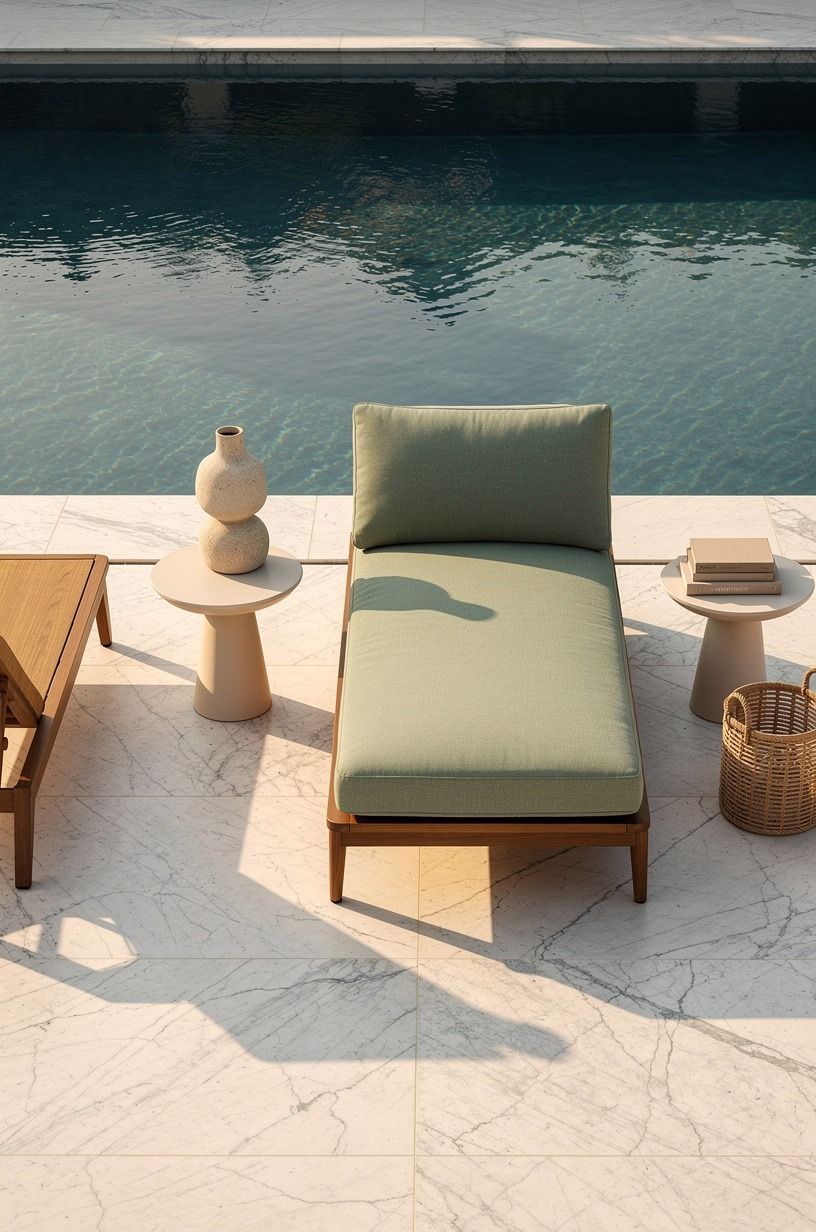 Skip matching furniture and mix one relaxed chaise