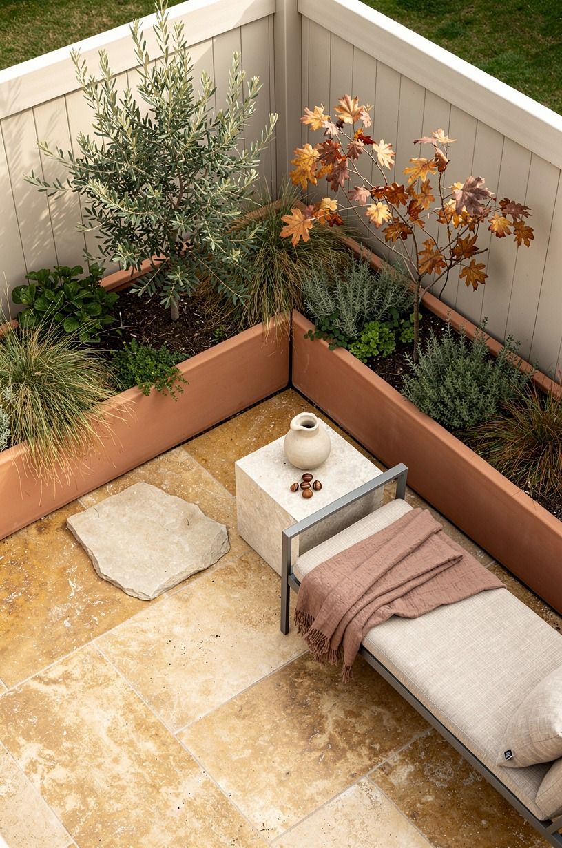 Soften the fence line with a fall-ready corner