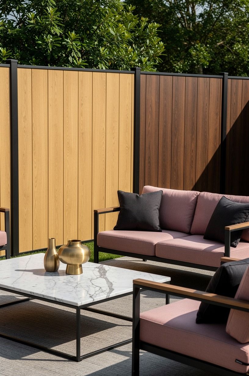 Use the Two-Wood Rule for a Modern Wooden Fence With Black Accents