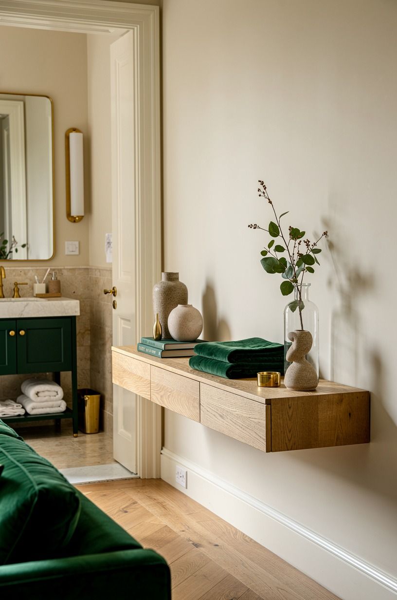 Add a floating oak ledge instead of a bulky shelf