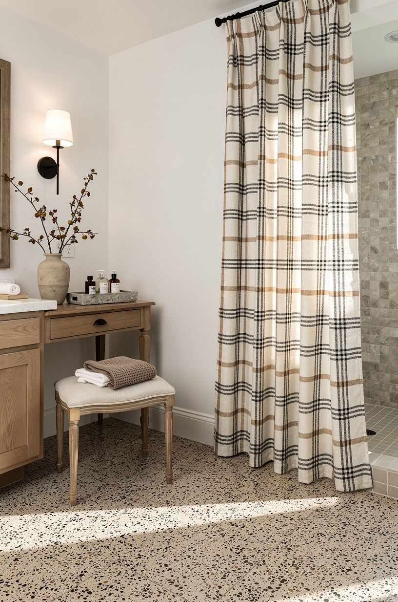 Add a Plaid Curtain for a Lived-In Edge