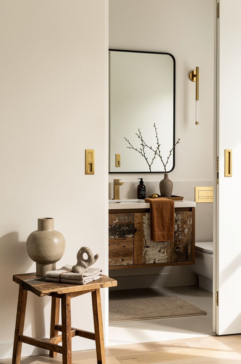 Add a small stool instead of a large cabinet