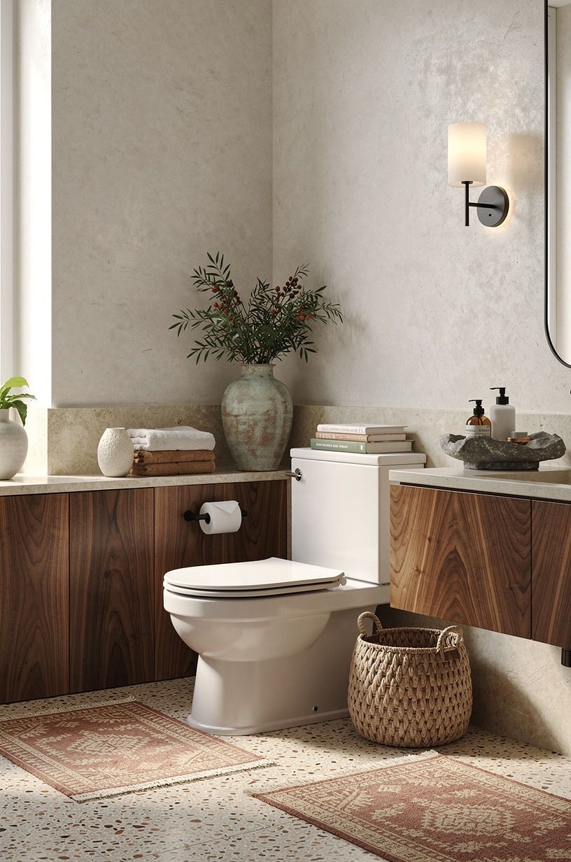 Add boho toilet decor without crowding clearance