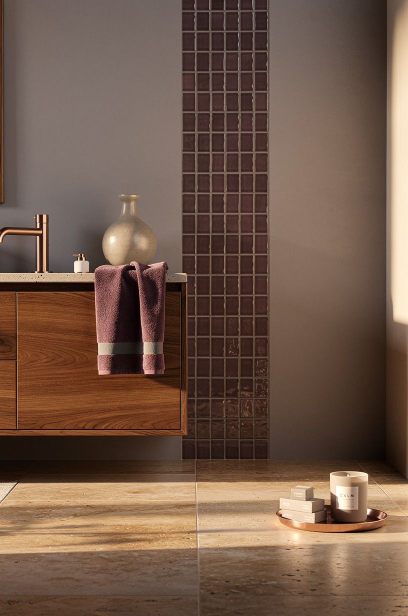 Add one hand-glazed interruption (bathroom design inspiration)