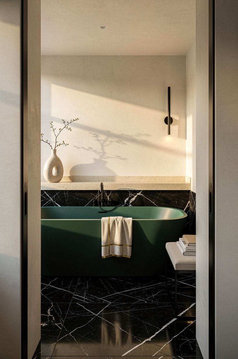 Anchor a 60x30-Inch Tub With One Quiet Color