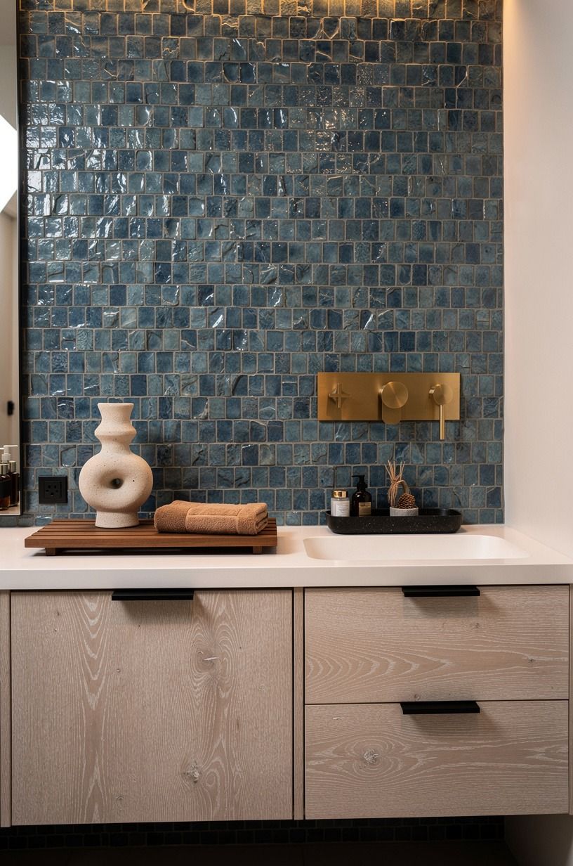 Anchor the shower with blue zellige tile