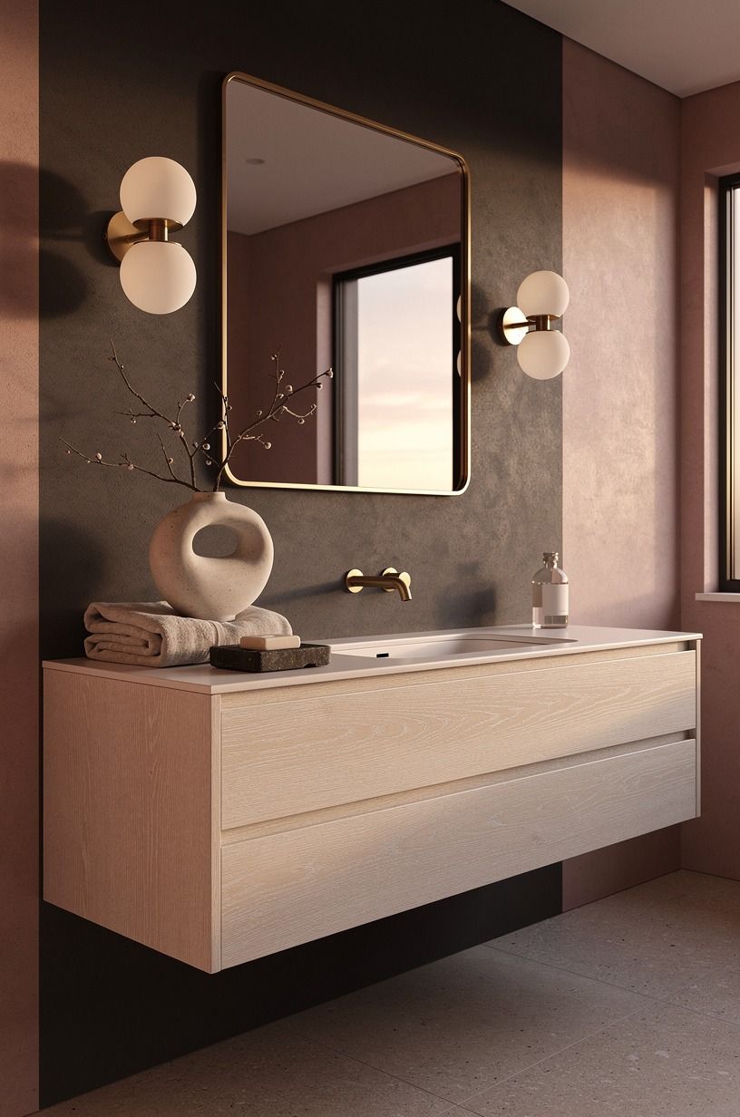 Anchor the sink wall with a darker note