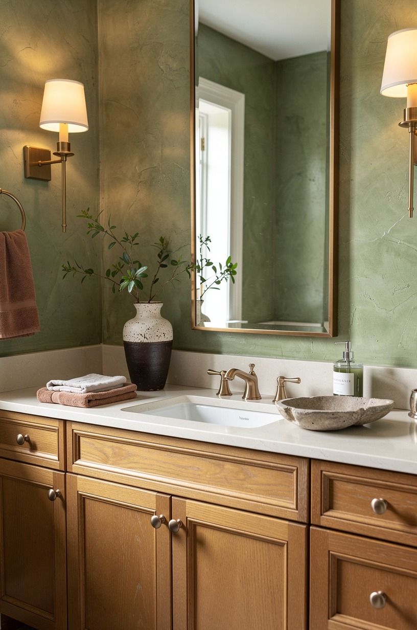 Anchor the vanity at a 32-to-36-inch height