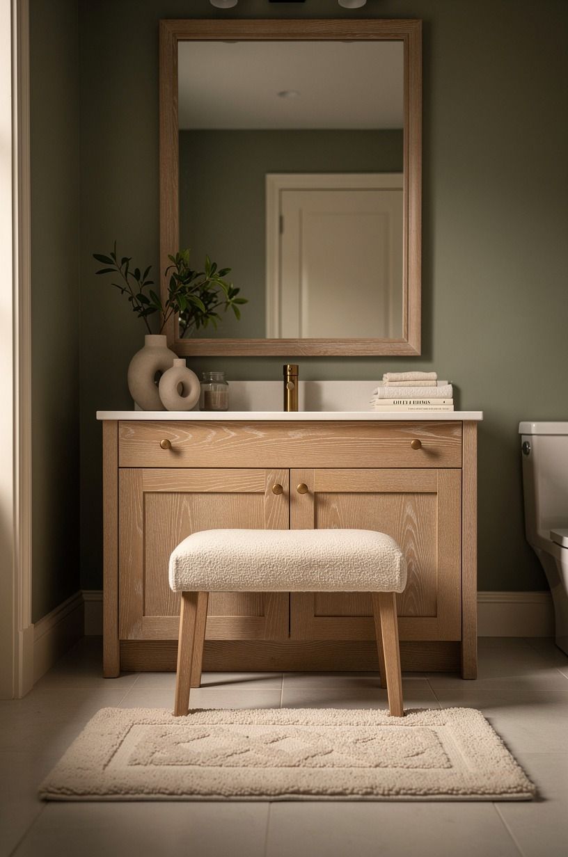 Anchor the vanity with The Two-Wood Rule