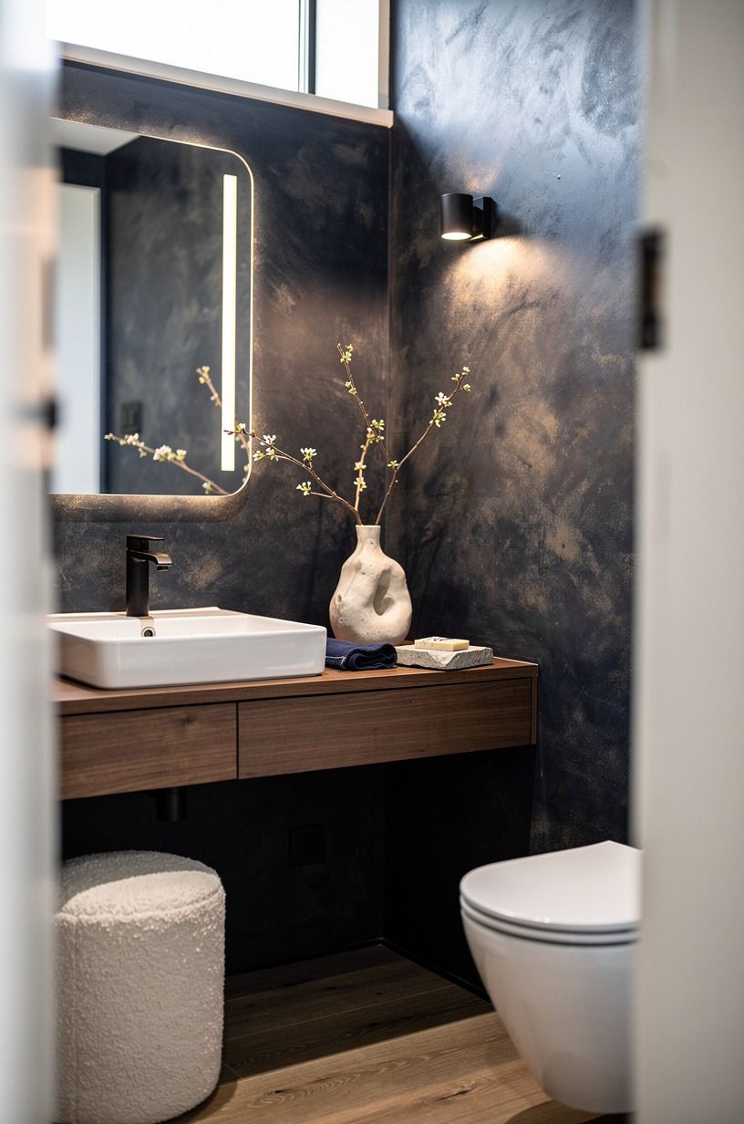 Can a dark limewash work in a tiny powder room?