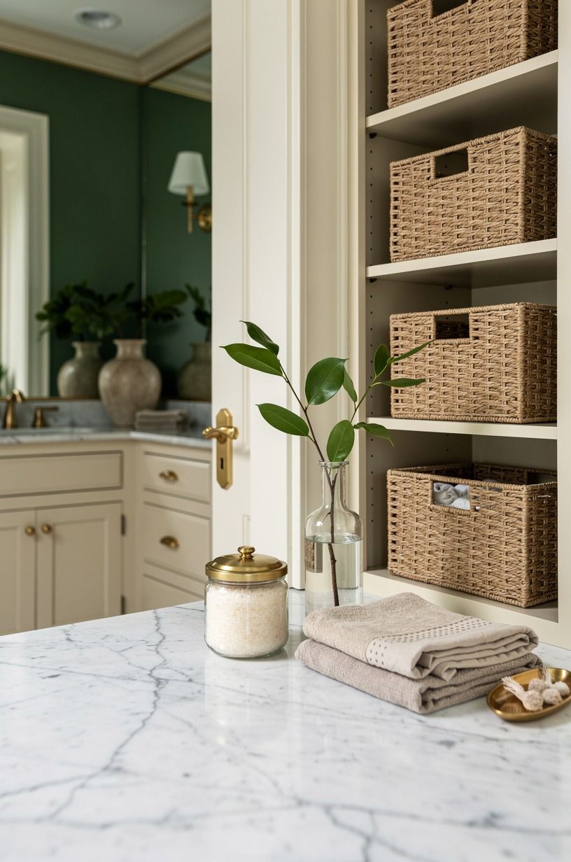Choose baskets over exposed plastic bins