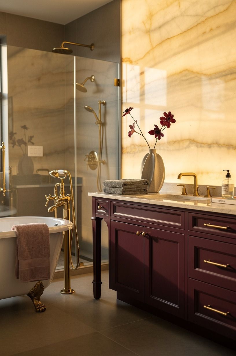 Choose brushed brass over polished chrome for amazing bathrooms