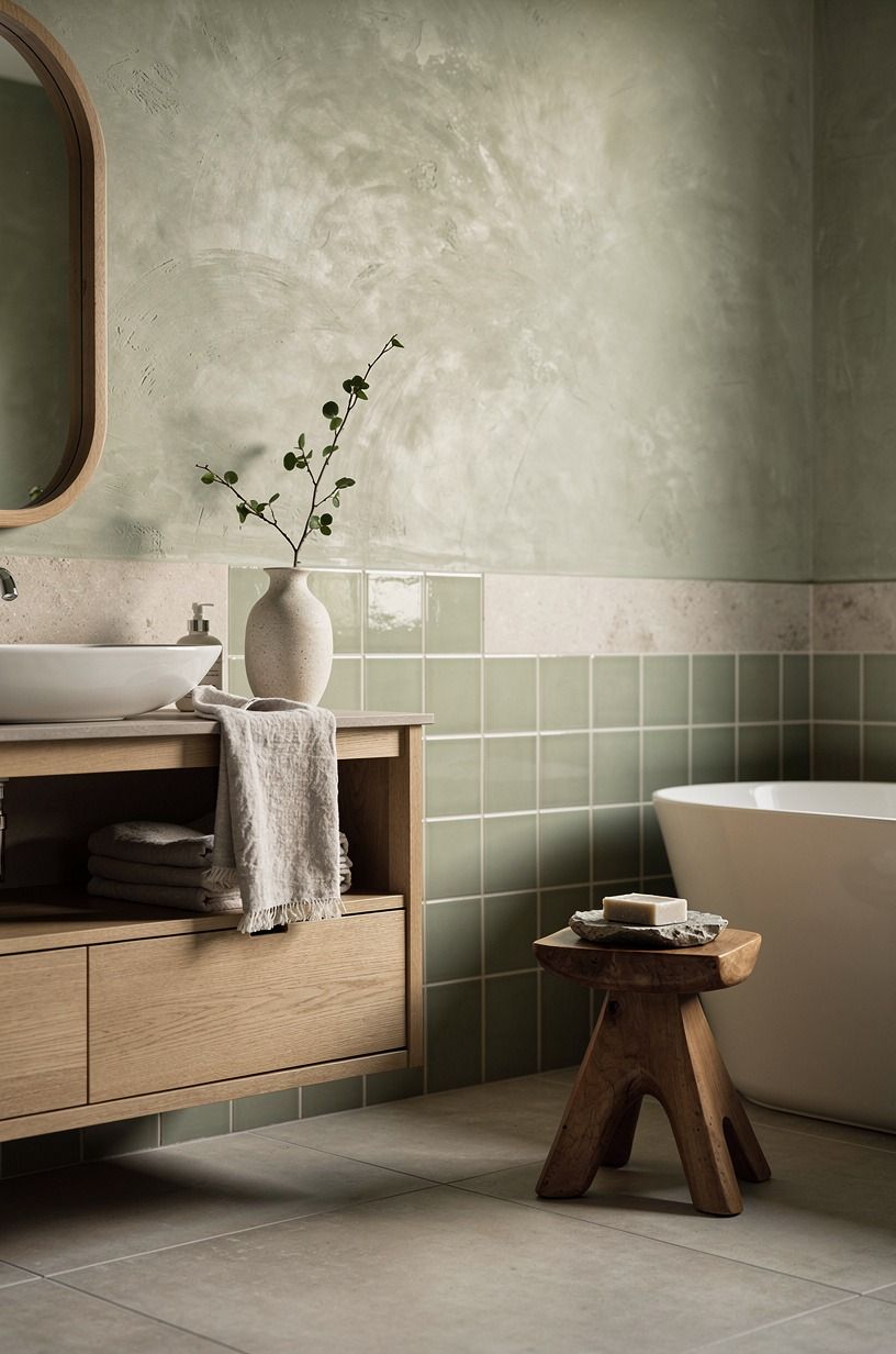 Choose hand-glazed tile accents, not a full wall