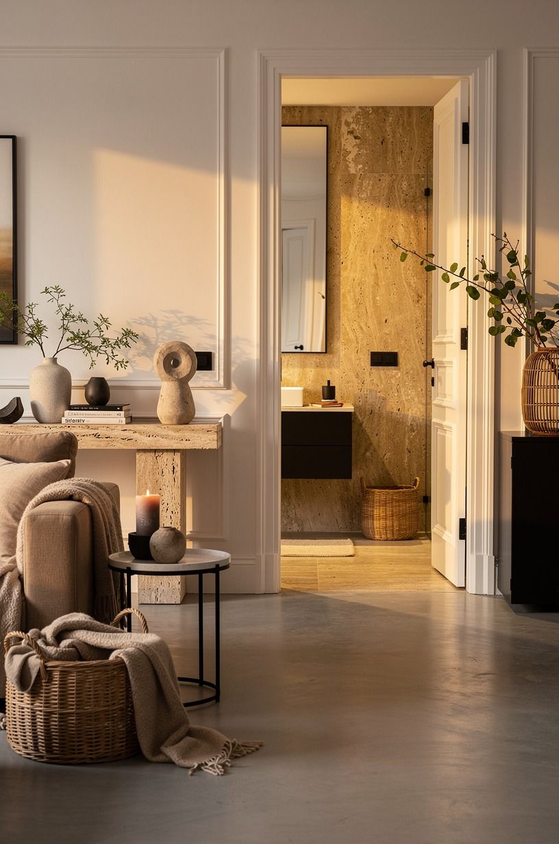 Choose microcement over faux marble for the floor