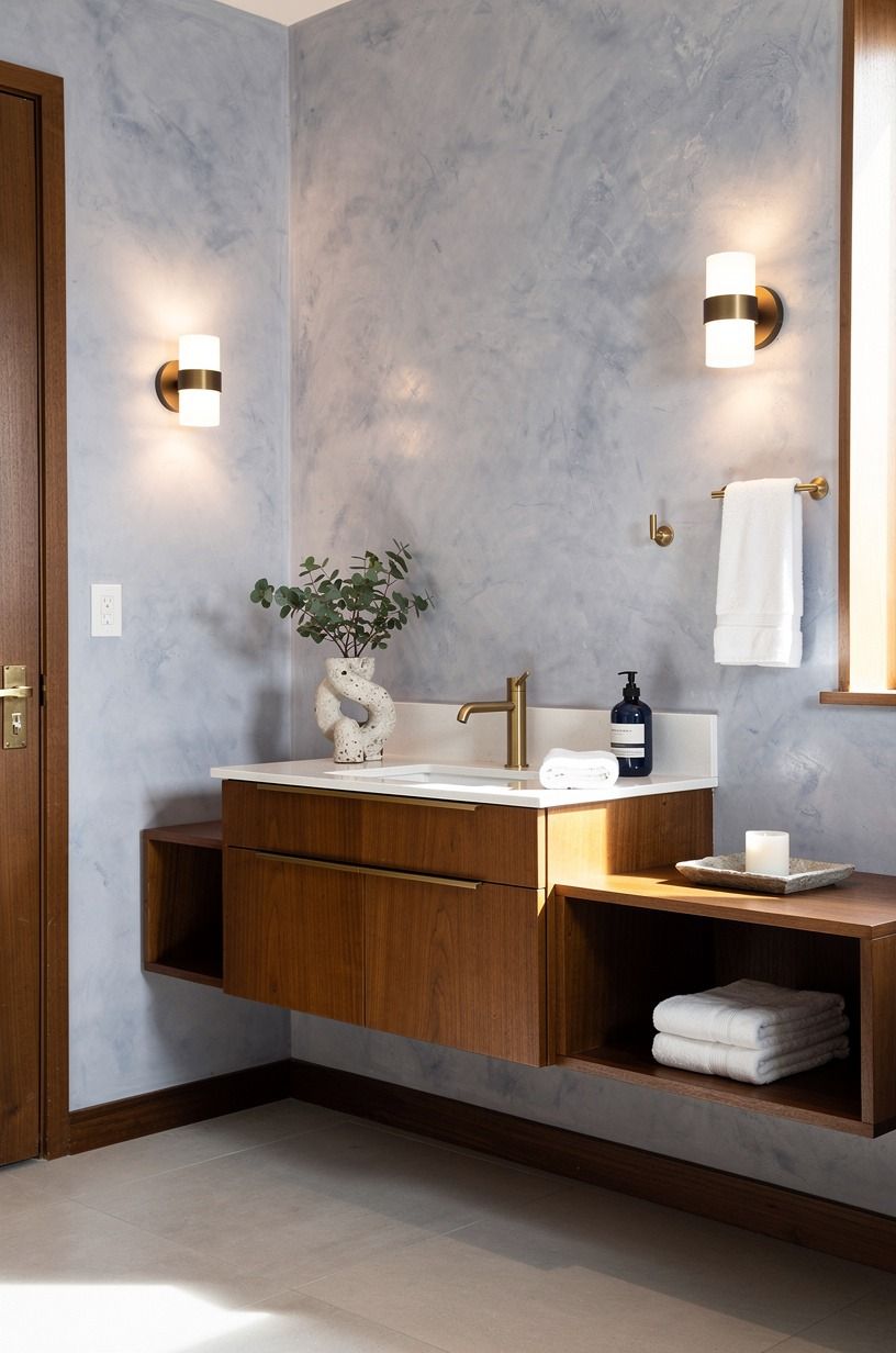 Choose Warm Wood Over a Matching Vanity
