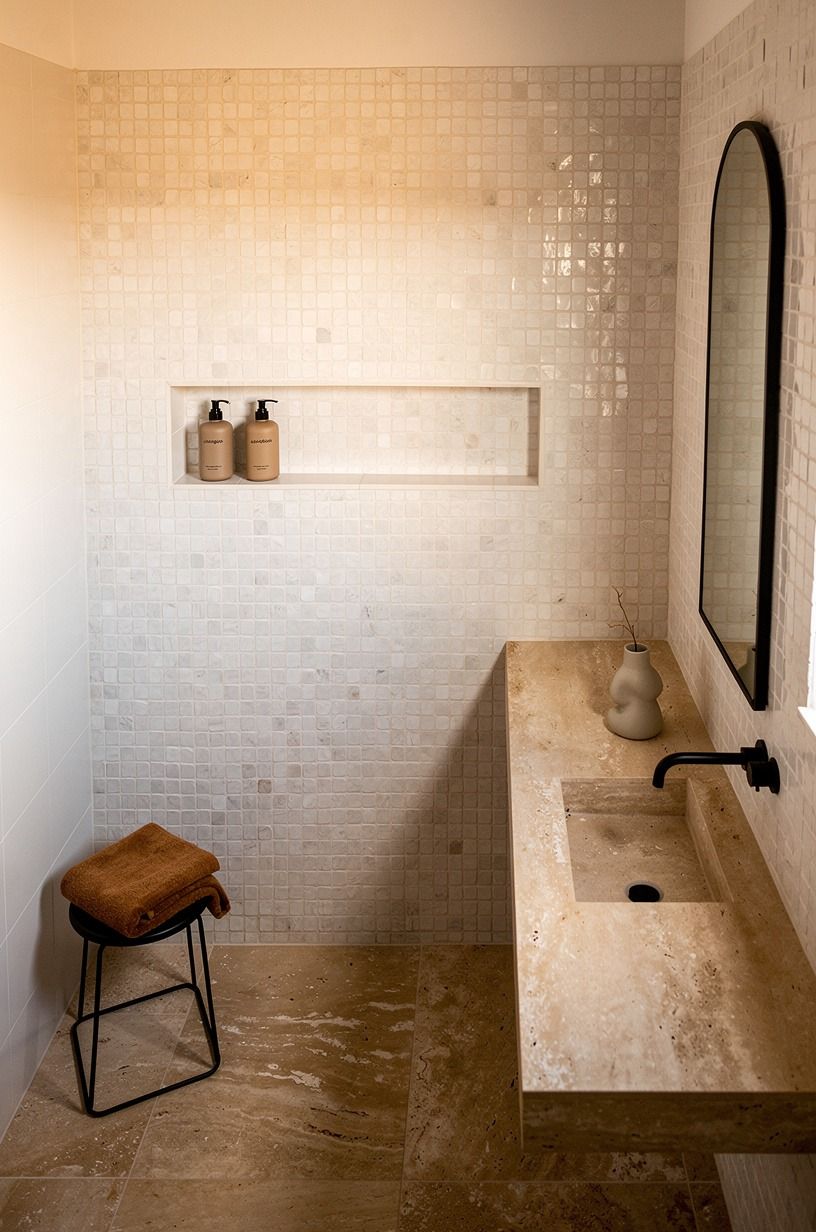 Choose zellige over flat subway tile for the shower