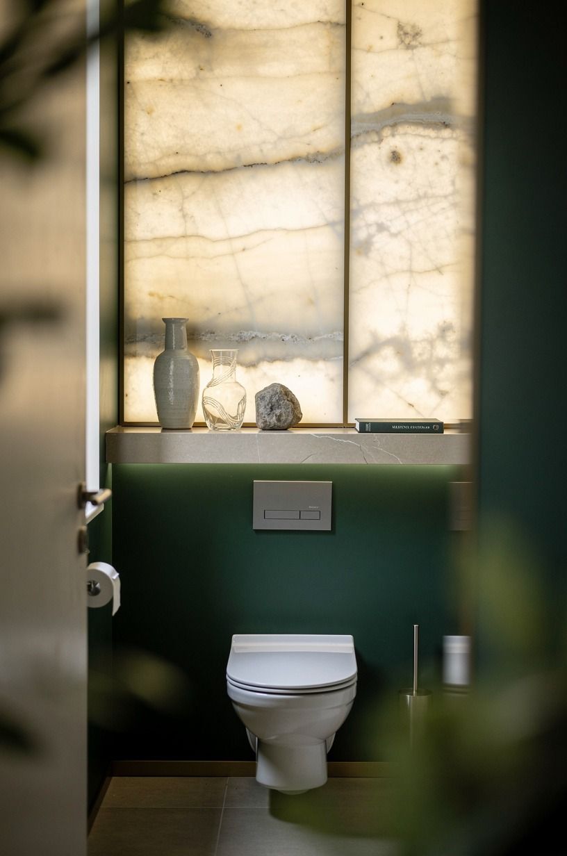 Float a slim ledge above the toilet