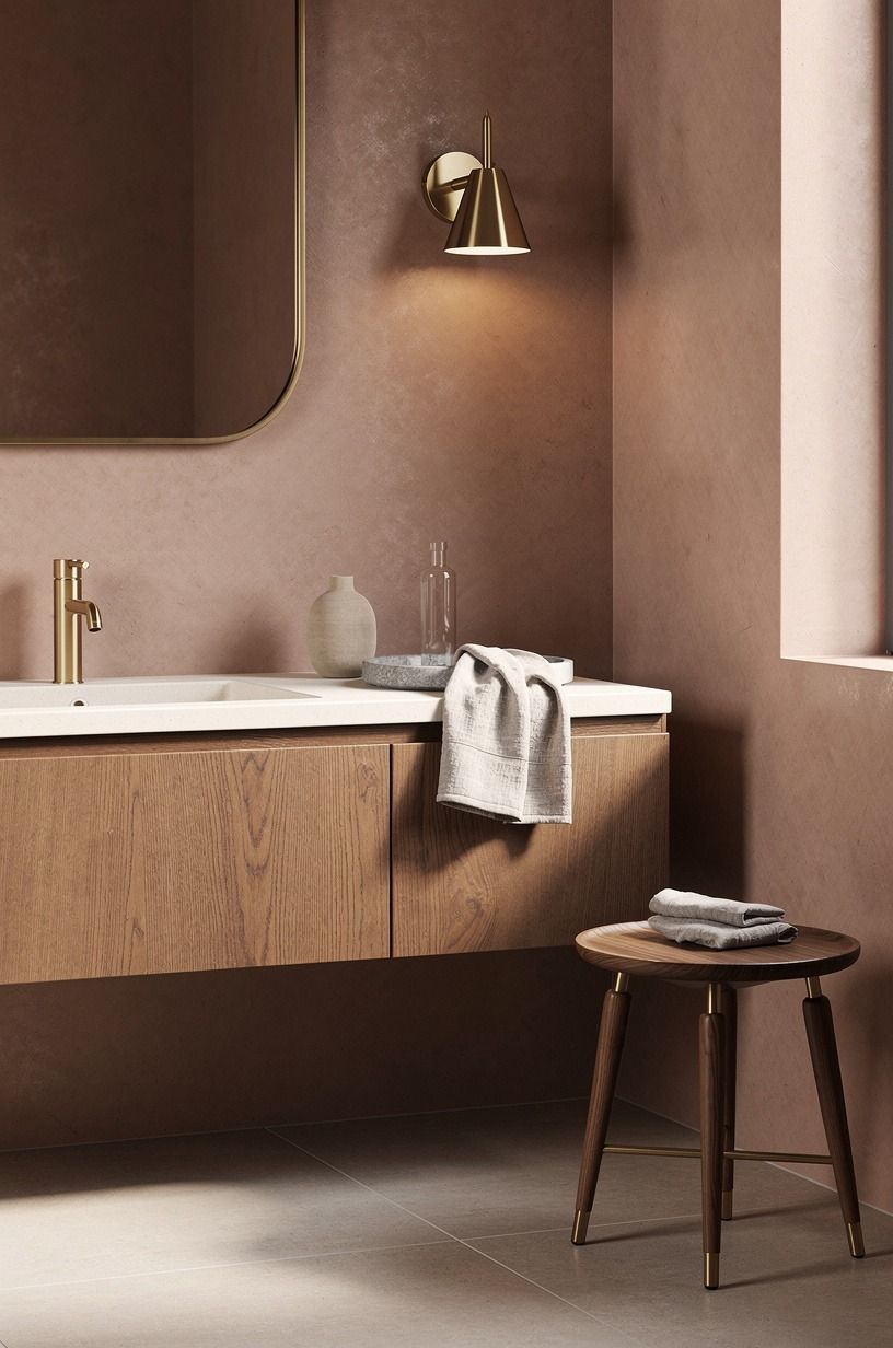 Float a white oak vanity above the floor