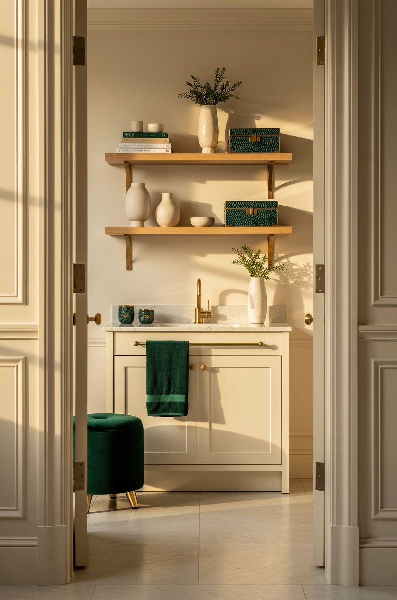 Float Open Shelves Above a 32-36 In Vanity