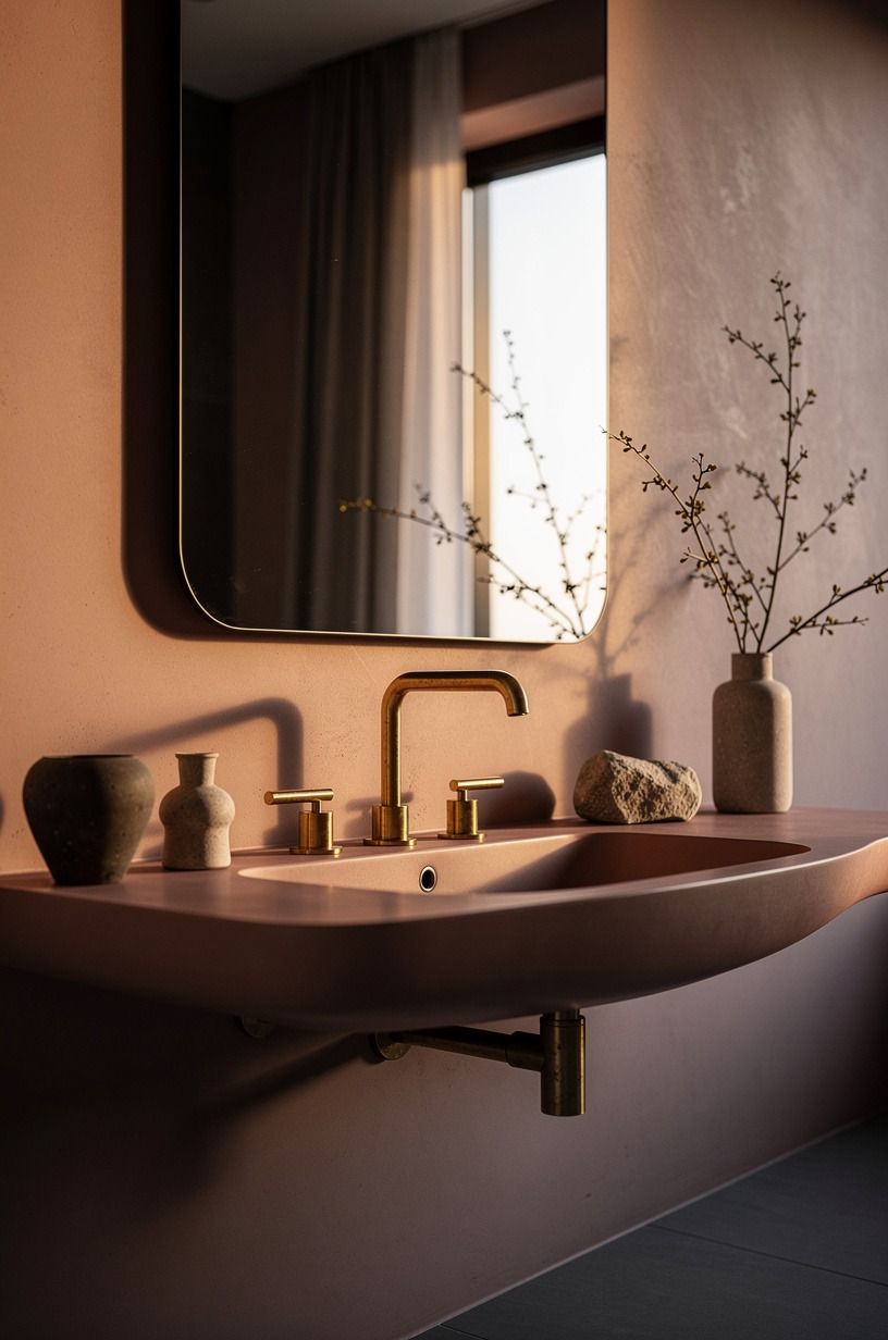 Float the Mirror Instead of Adding a Busy Backsplash