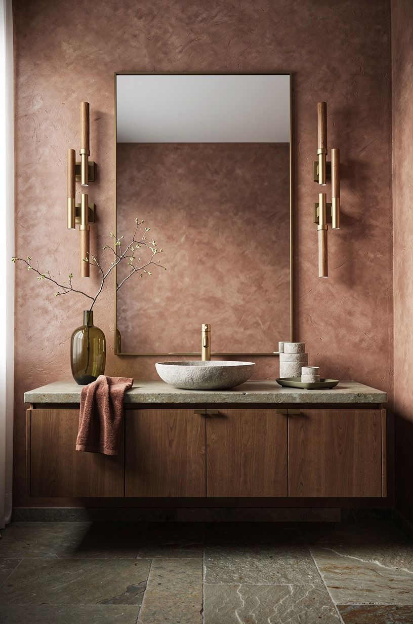 Frame the mirror with a Three-Height Light Stack