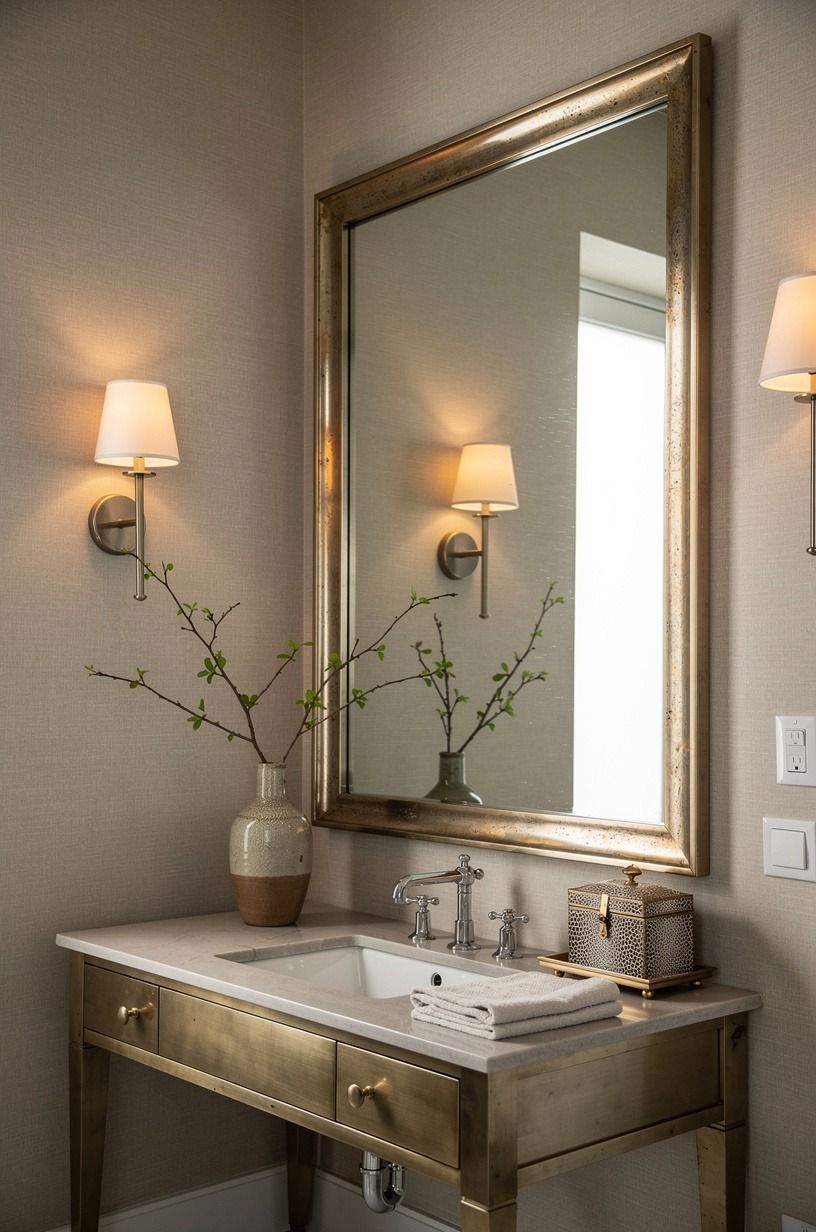Frame the mirror with metal that can age