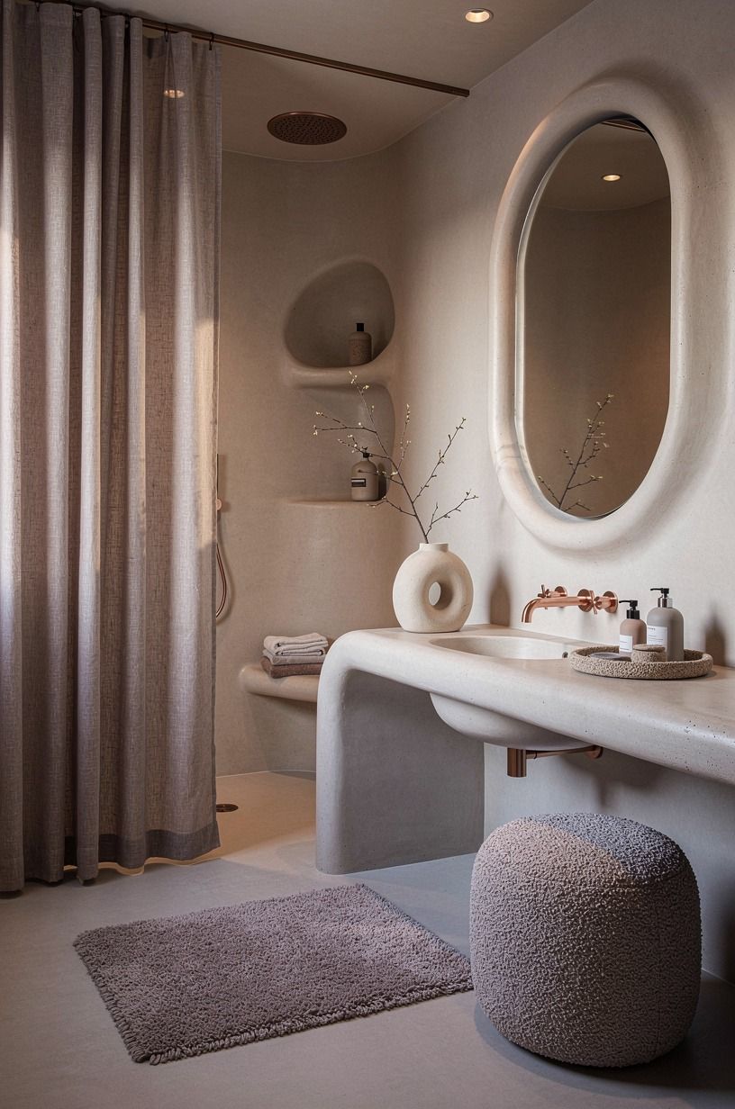 Frame the shower with a linen curtain