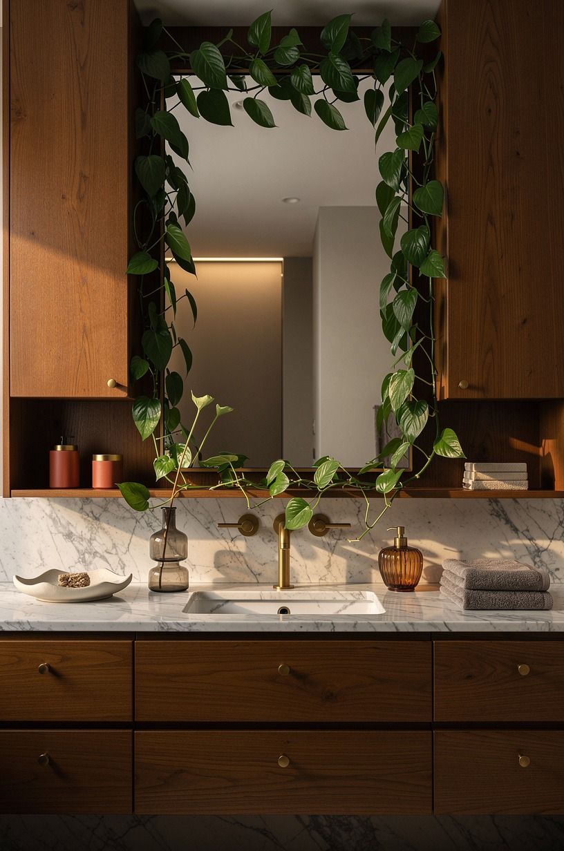 Frame your mirror with heartleaf philodendron