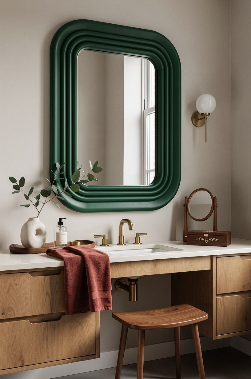 Frame your mirror with the Three-Height Green Stack