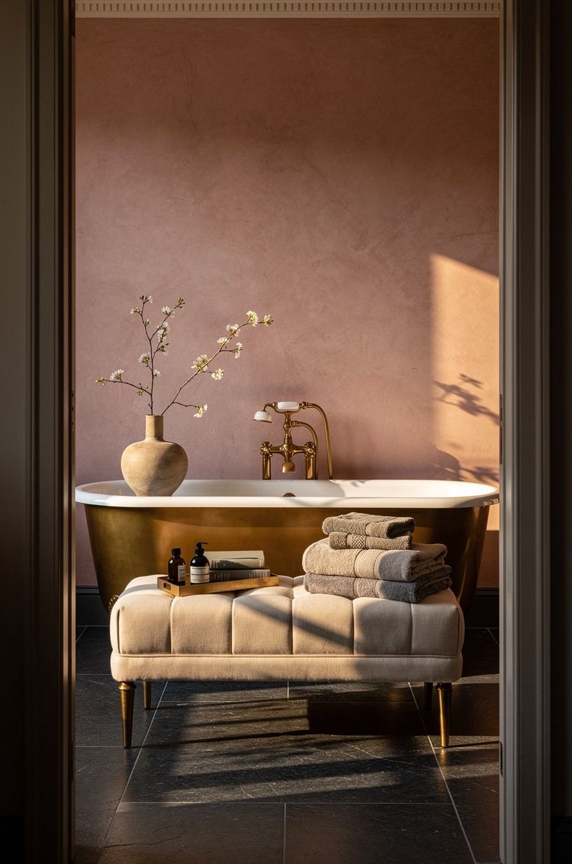 Give the tub a warm, low-slung companion