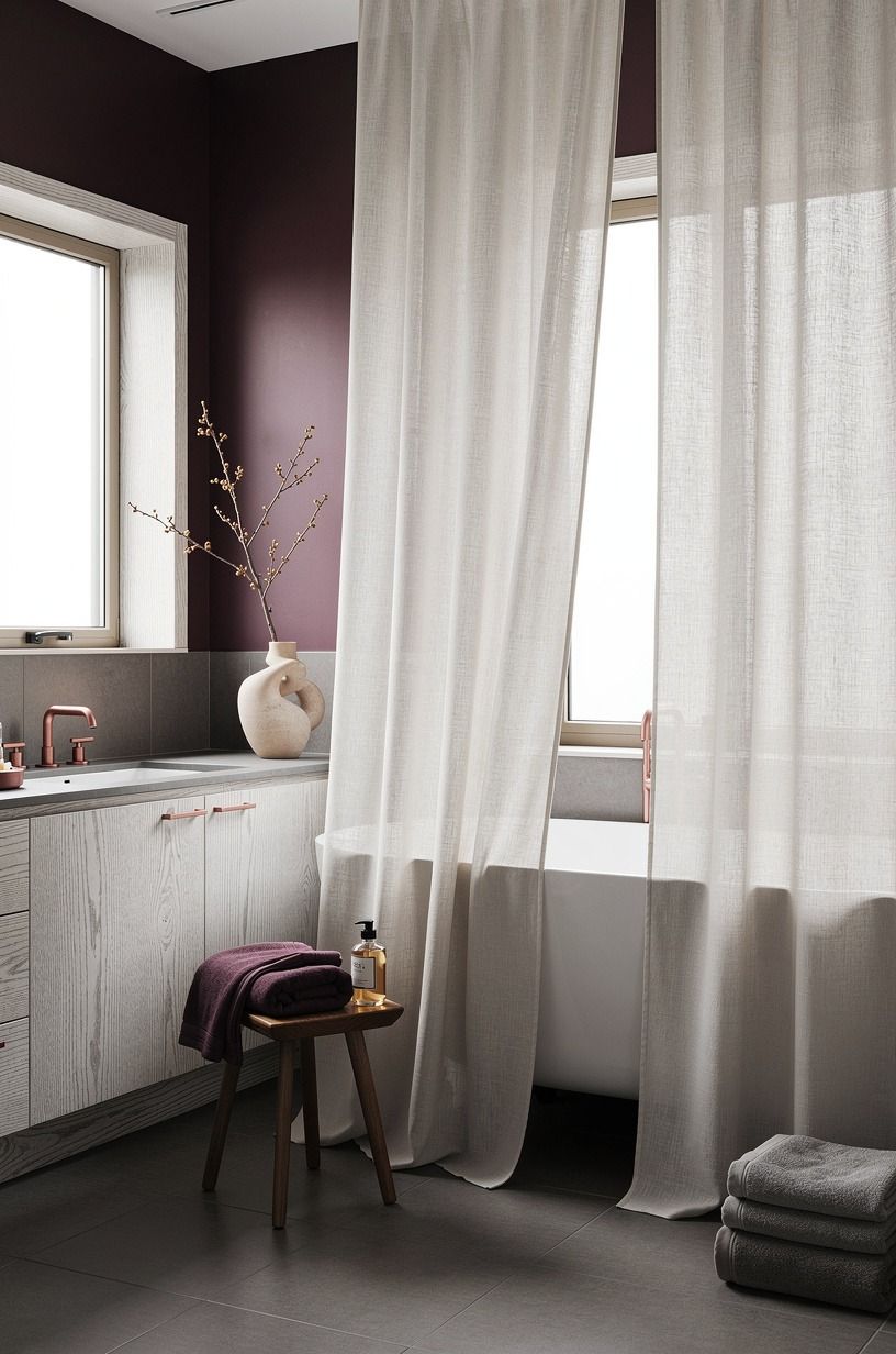 Hang a full-length linen curtain around the tub