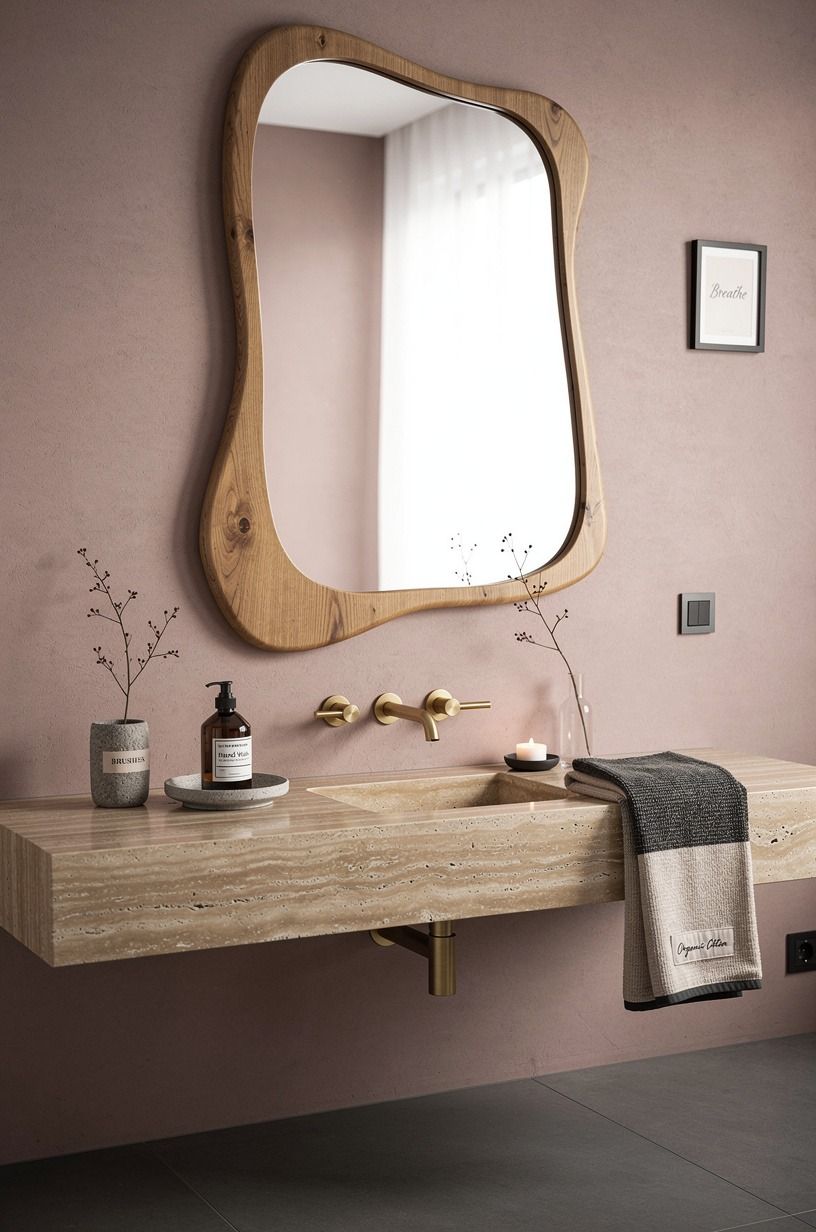 Hang an irregular wood mirror