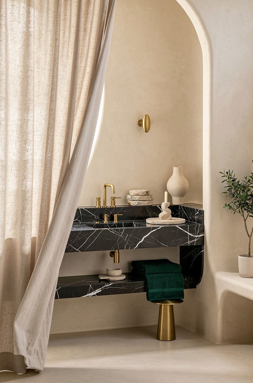 Hang an oversized linen curtain (the Soft-Edge Move)