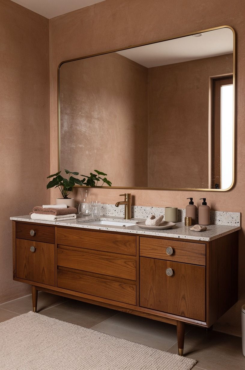 Hang an oversized mirror above the old vanity